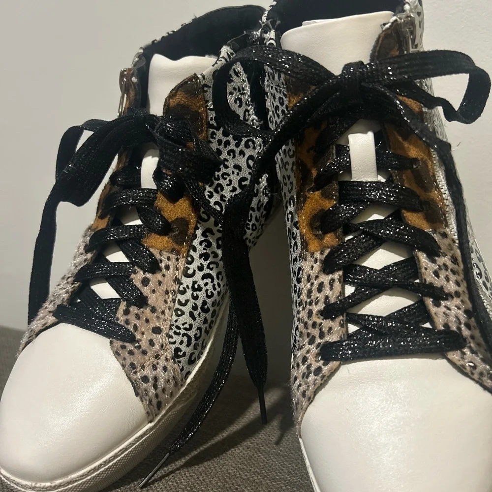 Ninety Union Leopard Print High-Top Sneakers - Picture 3 of 10